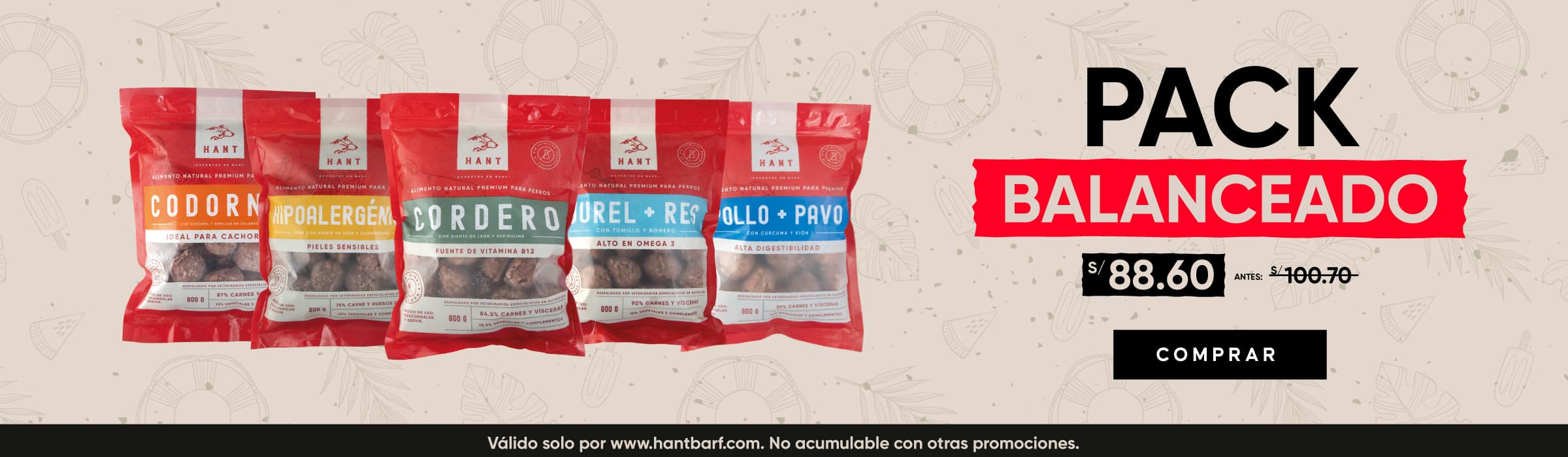Pack balanceado Hant barf alimento natural para perros
